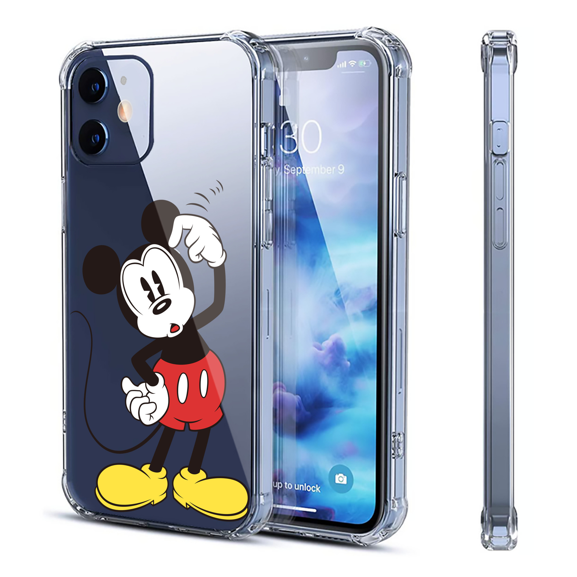（画像用） ミッキーマウス Mickey Mouse 【iPhone 12シリーズ対応】透明スマホケース（クリアソフトケース）
